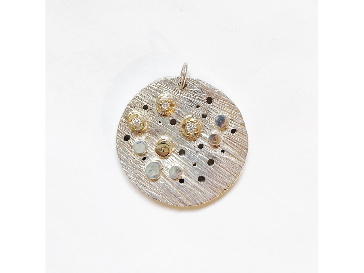 Matariki Pendant Top - Silver/9ct gold/moissanite