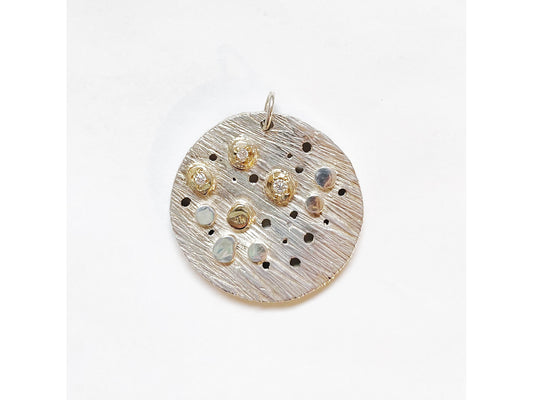Matariki Pendant Top - Silver/9ct gold/moissanite