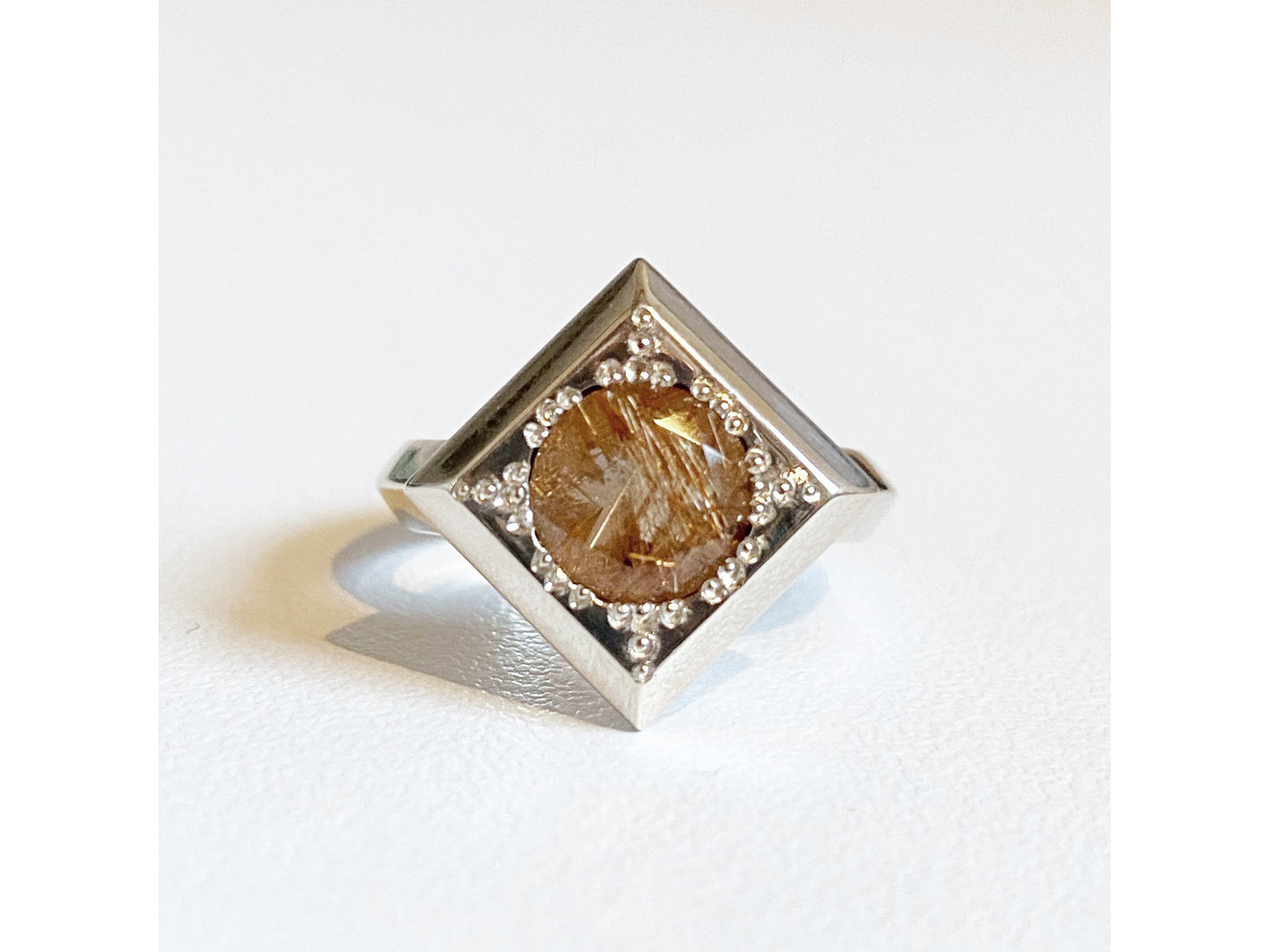 Cluster Frame Ring  Rutilated Quartz