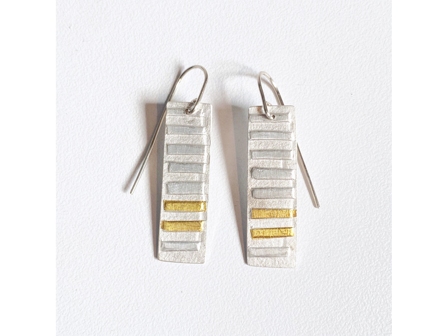 Long Dash Earrings - Sterling Silver 24ct Gold Keum Boo