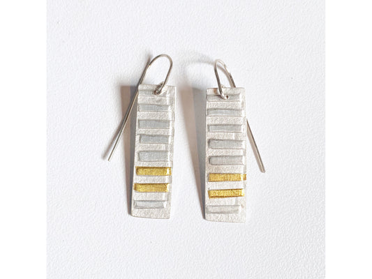 Long Dash Earrings - Sterling Silver 24ct Gold Keum Boo