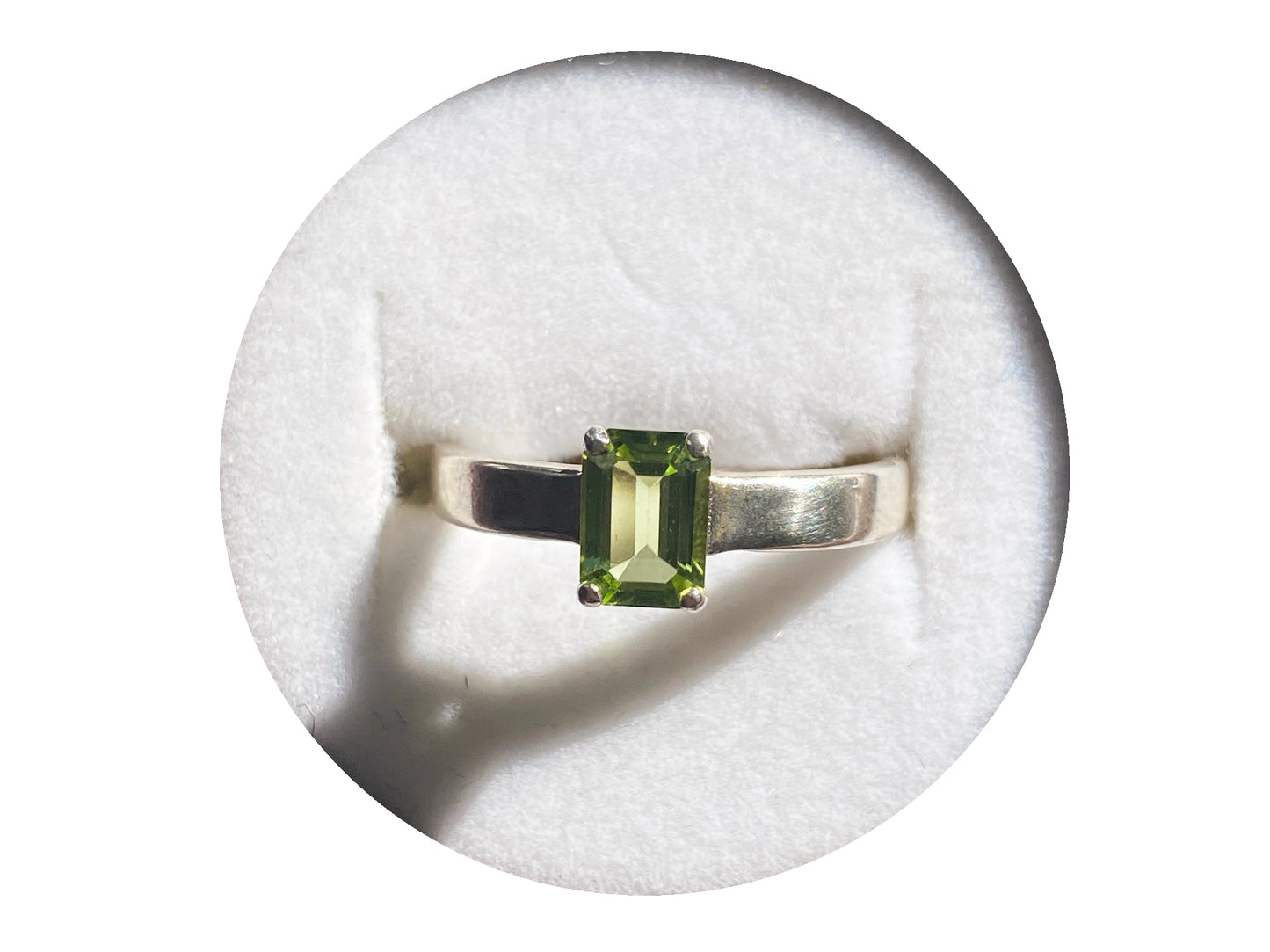Emerald Cut Claw Set Peridot Ring