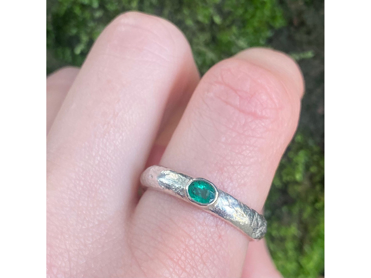 Sterling Silver and Emerald Ring