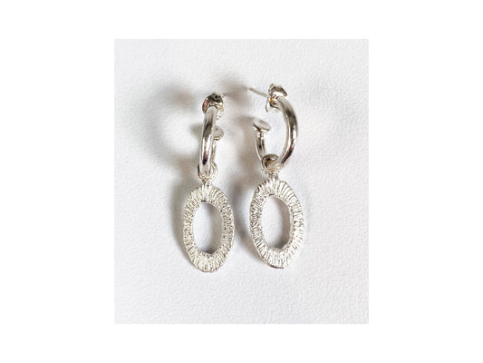 Oval Strata Charm Silver Earrings
