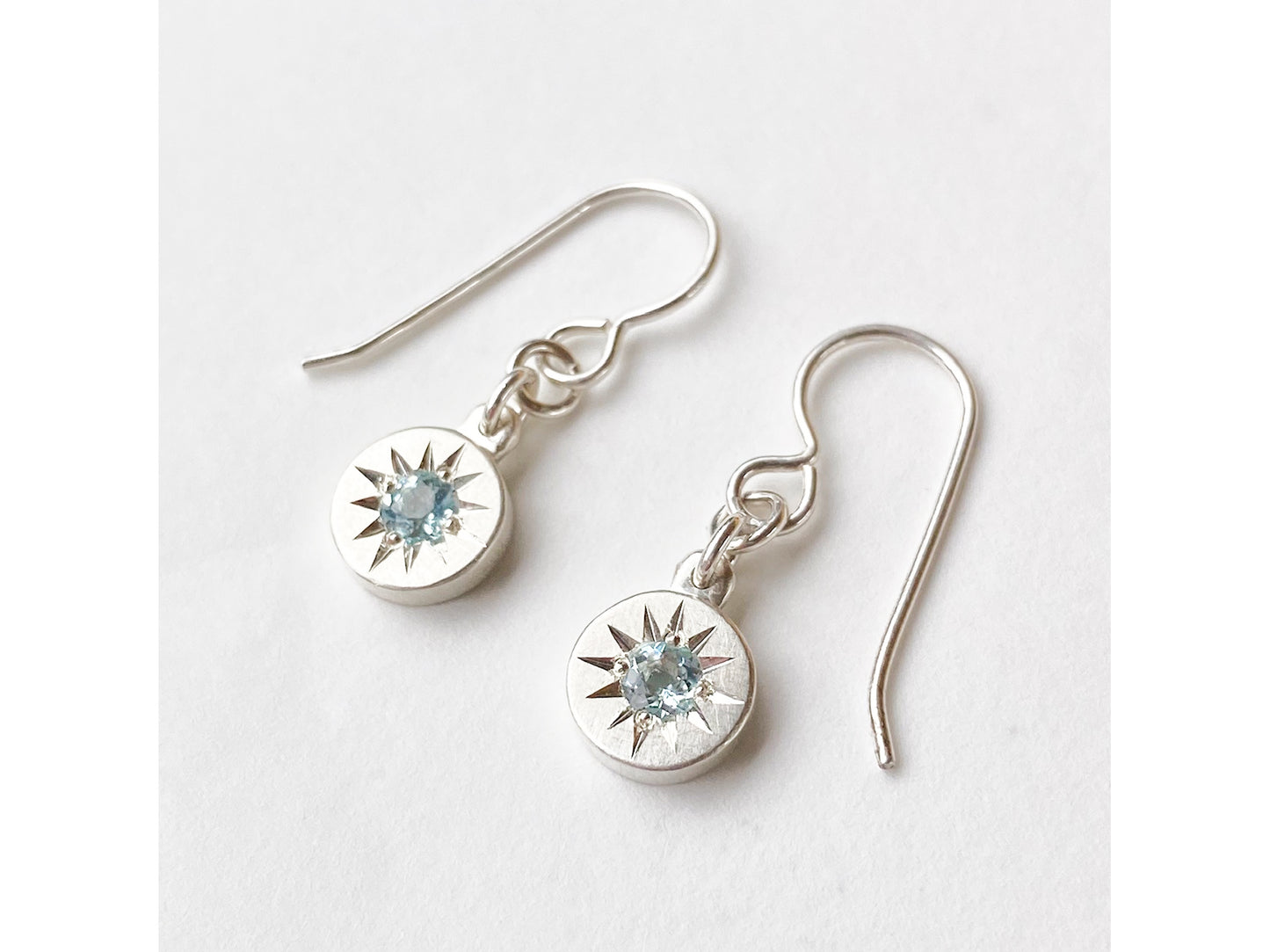 Aqua Star Drop Earrings with Aquamarines