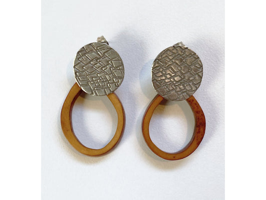 Silver Textured Stud with Antler Hoop