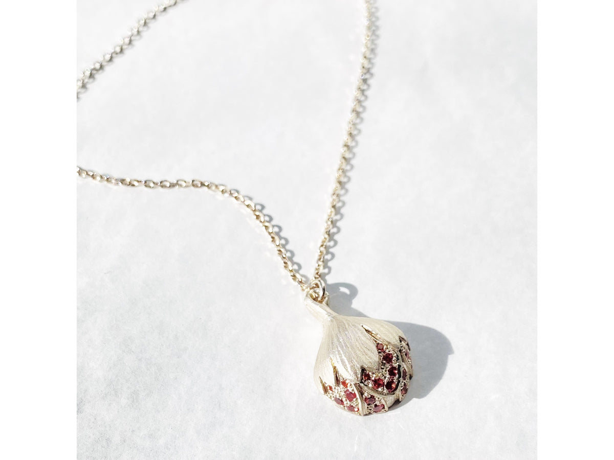 Peony Bud NL with Flame Sapphires