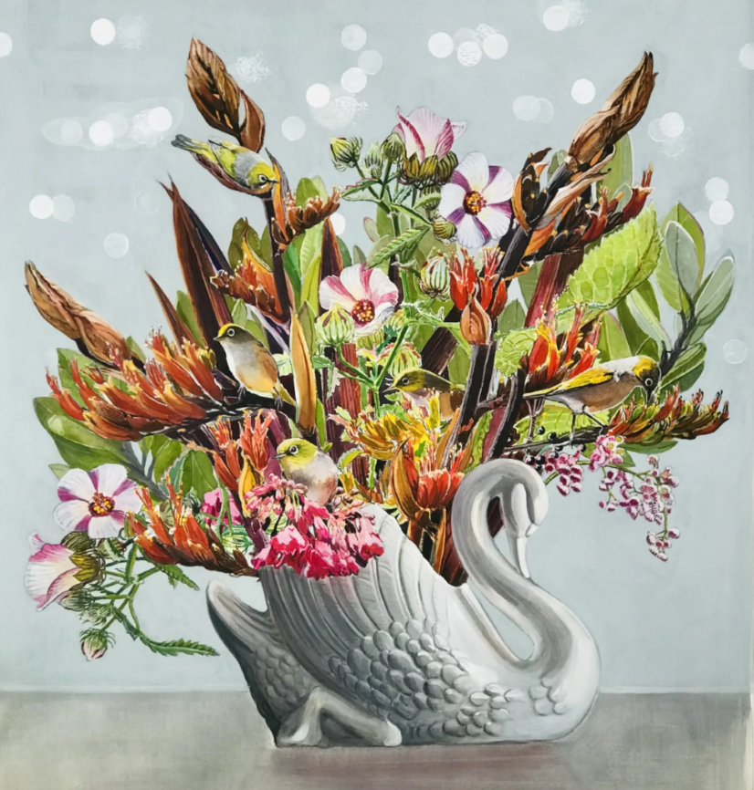 Flax + Silvereyes -  Unframed